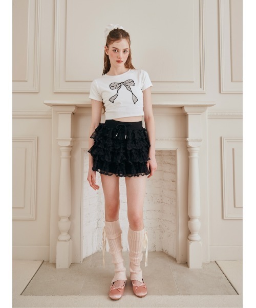 Darich（ダーリッチ） tシャツ 半袖 ドットリボンTシャツ レディース