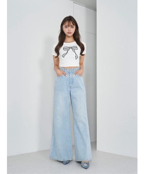 Darich オープンリボンTシャツ Darich tシャツ ドットリボンTシャツ レディース : ZOZOTOWN