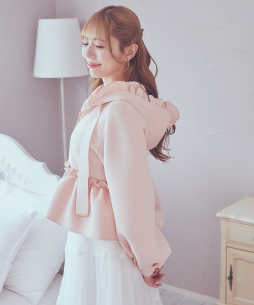 Areeam カーディガン ペプラムフリルパーカー レディース