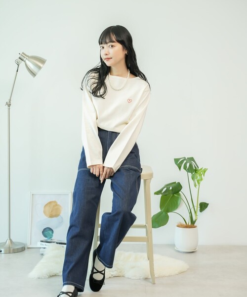 【新品未使用】ドーナツベアワンポイントTシャツ & 総柄ロングパンツ クリーム tシャツ ワンポイントロゴ刺繍ショートスリーブTシャツ メンズ