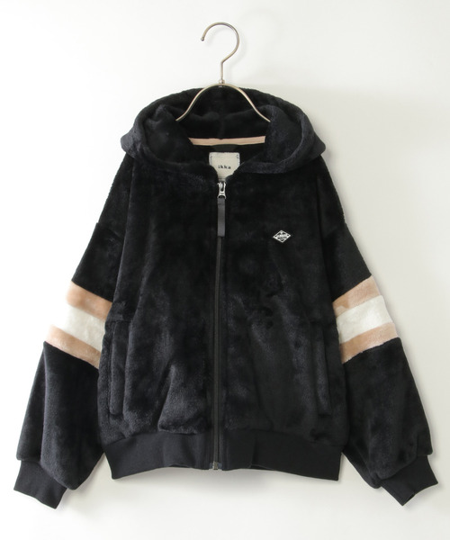 ikka（イッカ） ブルゾン アウター ファーフリース袖切り替えパーカー