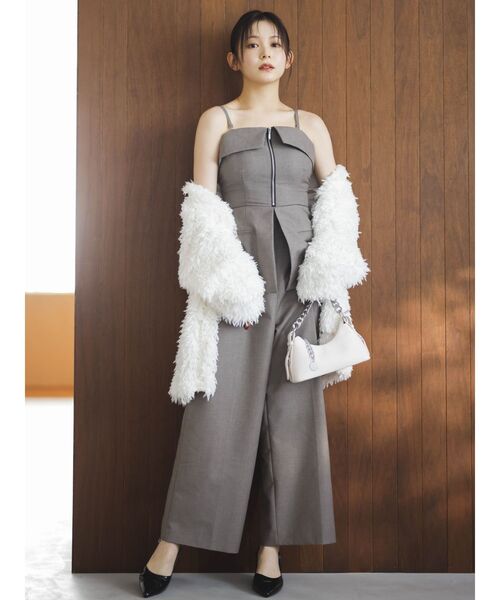 dazzlin オールインワン フロントジップペプラムオールインワン