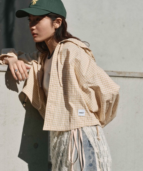 ブラウス シャツ 「Americana×JEANS FACTORY/アメリカーナ×ジーンズファクトリー」 別注 フード付き チェックシャツアウター レ