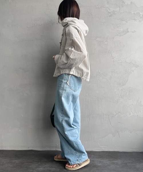 ブラウス シャツ 「Americana×JEANS FACTORY/アメリカーナ×ジーンズファクトリー」 別注 フード付き チェックシャツアウター レ AMERICANA ブラウス シャツ 「Americana×JEANS FACTORY