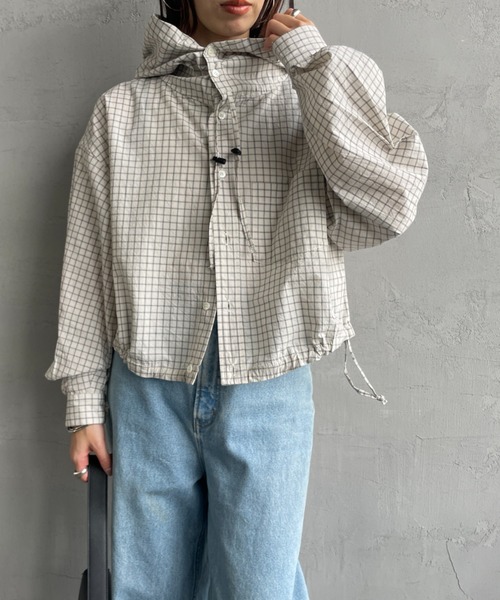 ブラウス シャツ 「Americana×JEANS FACTORY/アメリカーナ×ジーンズファクトリー」 別注 フード付き チェックシャツアウター レ AMERICANA ブラウス シャツ 「Americana×JEANS FACTORY