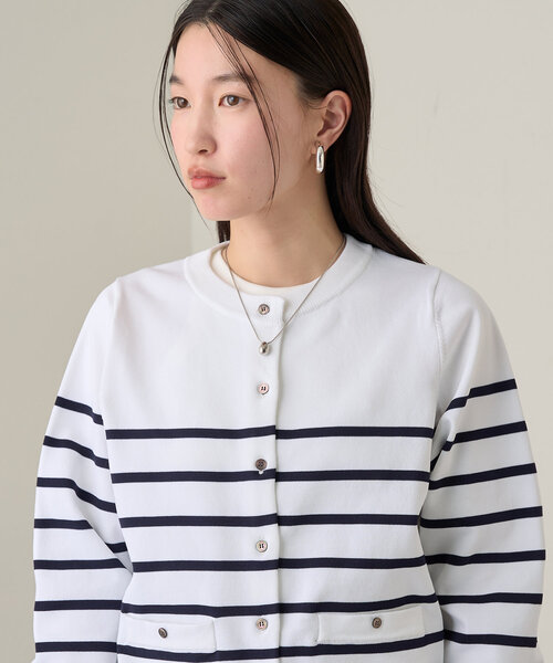 Loungedress】ボーダーロゴニットホワイト