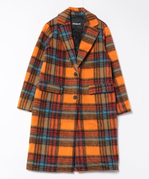 Desigualコート未使用に近い美品✨ Desigual 「Desigual」 チェスターコート X-LARGE オレンジ レディース