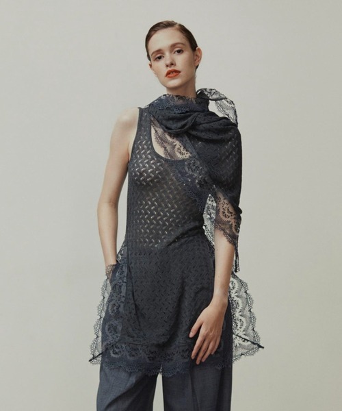 IRENE Lace Knit Tanktops グレー リステア アイレ IRENE（アイレネ） ニット セーター レースニットタンクトップ / Lace