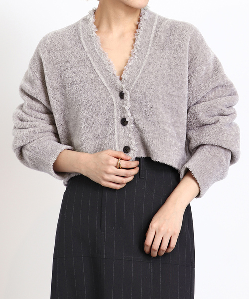 【極美品】VERMEIL par iena Vネックカーディガン　チャコール VERMEIL par iena（ヴェルメイユパーイエナ） ニットカーディガン