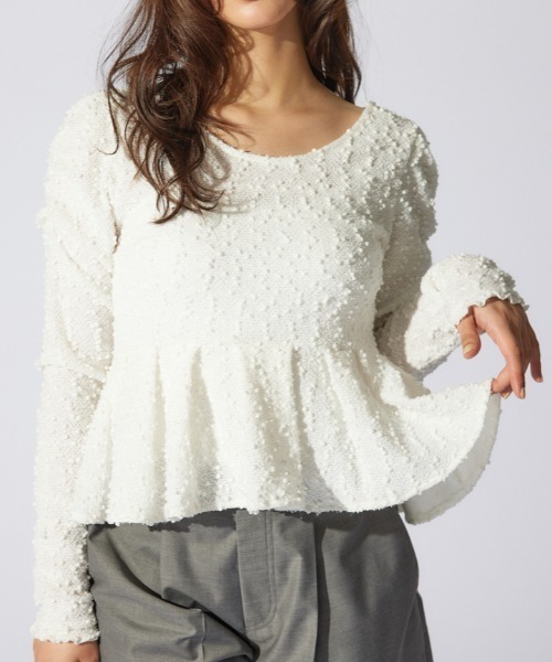 rienda（リエンダ） tシャツ カットレースペプラムトップス 春服 