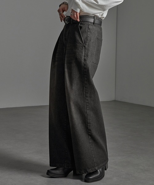 Diesel レディースヴィンテージ加工 ワイドデニム DIESEL ディーゼル デニムベルトスカート レディース