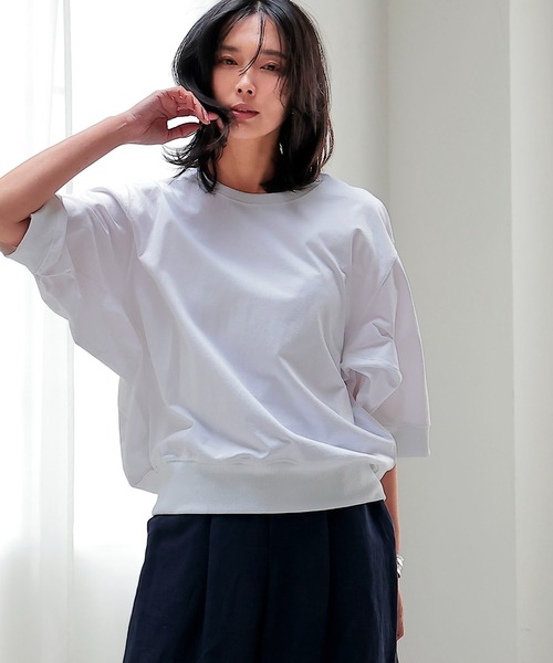tシャツ ドルマン切り替えカットソー レディース