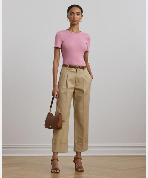 Ralph Laurenレディース　アンクル丈パンツ LAUREN RALPH パンツ ダブルフェイスド ストレッチ コットン