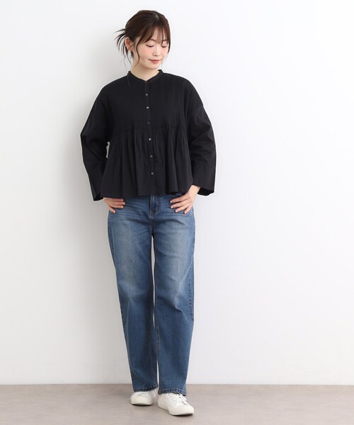 LAURA ASHLEY / ローラ アシュレイ 【コットン100％／羽織に使える】ピンタックフレアブラウス LAURA ASHLEY ブラウス シャツ 「コットン100％／羽織に使える