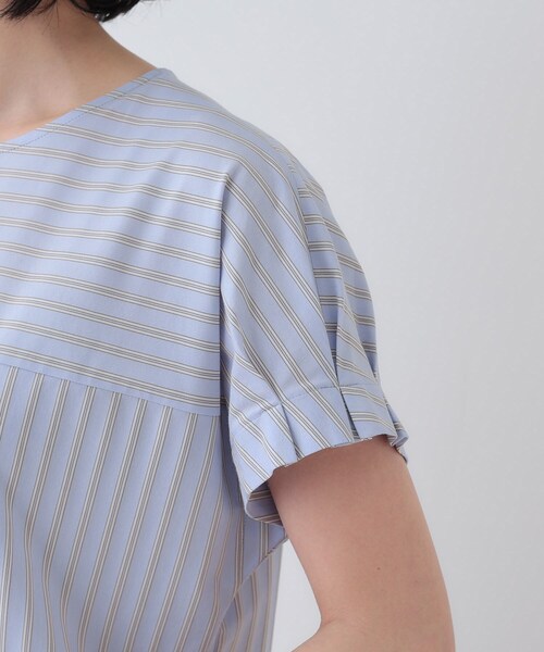 インディヴィ 大きいサイズ 48 ストライプ柄ブラウス ピンク 4XL 19 INDIVI ブラウス シャツ 春SALE!「洗える/ストライプ柄」袖