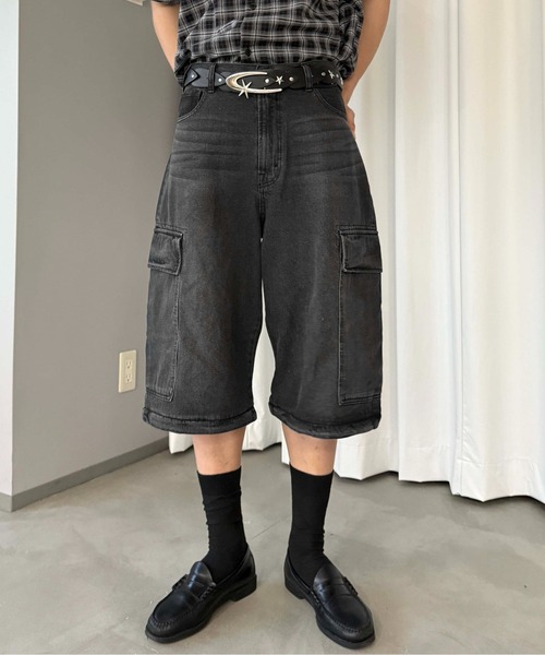 ワイドパンツ ジーンズ 2wayカーゴデニムパンツ メンズ レディース