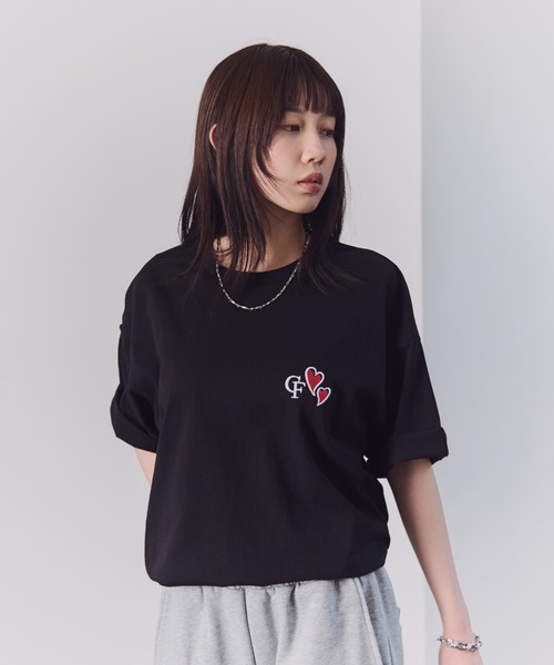 Confirm（コンファーム） tシャツ ハートワンポイント刺繍 半袖Tシャツ