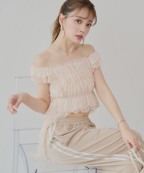 Chico ブラウス シャツ 「7色展開」レースドロップフリル