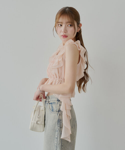 Chico ブラウス シャツ 「7色展開」レースドロップフリル
