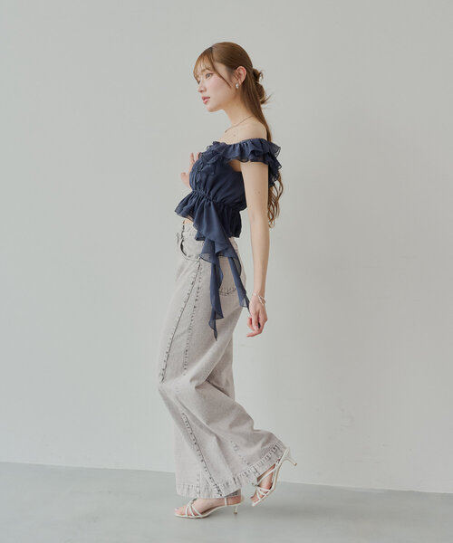 Chico ブラウス シャツ 「7色展開」レースドロップフリル