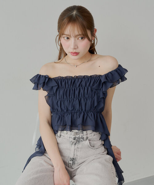 GeeRA｜【nelliy.】フリルシャーリングブラウス | Rakuten