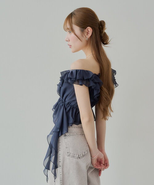 Chico ブラウス シャツ 「7色展開」レースドロップフリル
