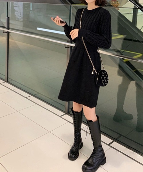 「Miniministore」 ニットワンピース フリー ワインレッド レディース_画像4