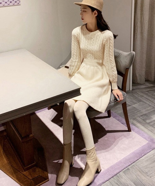 「Miniministore」 ニットワンピース フリー ワインレッド レディース_画像7