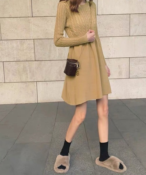 「Miniministore」 ニットワンピース フリー ワインレッド レディース_画像8