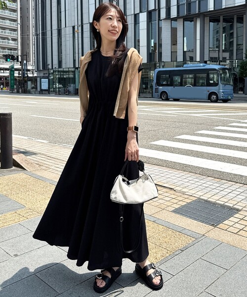 ワンピース 「ASUMI・MANAMIコラボ 丈が選べる」タックデザインワンピースの画像