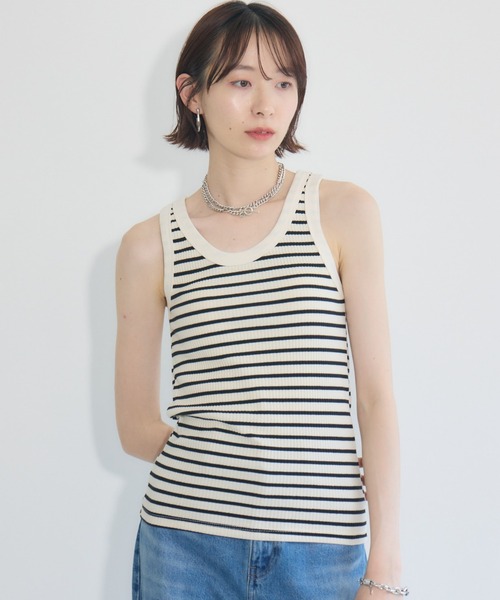 タンクトップ ノースリーブ TRANOI.　TORAリブタンク レディース