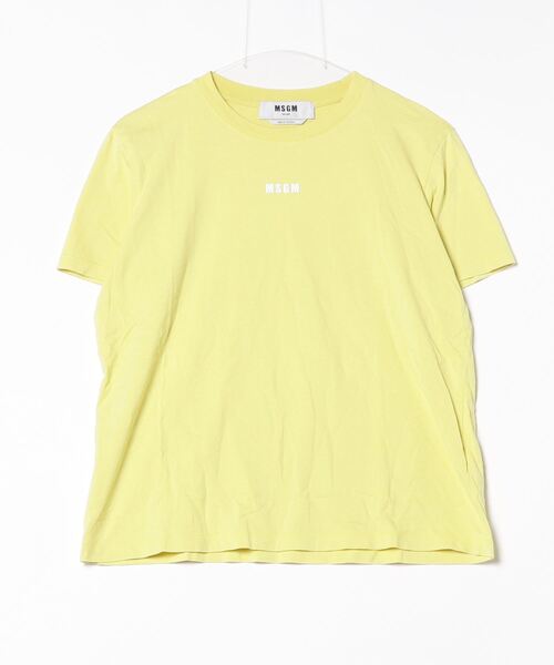 「MSGM」 ワンポイント半袖Tシャツ M イエロー レディース