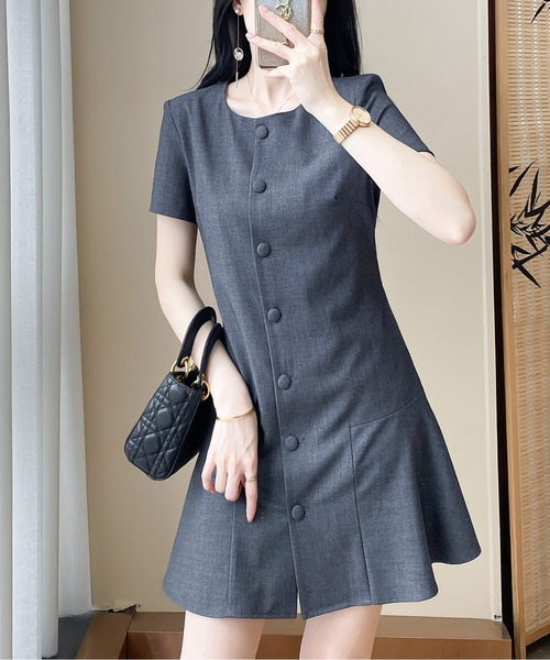 ワンピース くるみボタンシンプルミニワンピース : ZOZOTOWN Yahoo!店