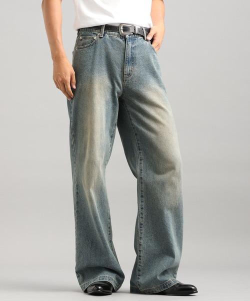 [LURAKU] обработка Denim брюки LARGE темно-синий мужской 