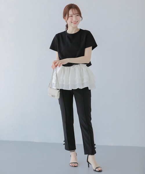 Fit more（フィットモア） tシャツ 裾ドッキング刺繍Tシャツ 
