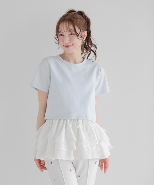 Fit more（フィットモア） tシャツ 裾ドッキング刺繍Tシャツ