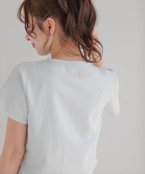Fit more（フィットモア） tシャツ 裾ドッキング刺繍Tシャツ 