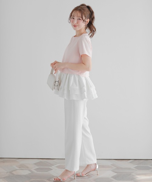 Fit more（フィットモア） tシャツ 裾ドッキング刺繍Tシャツ 