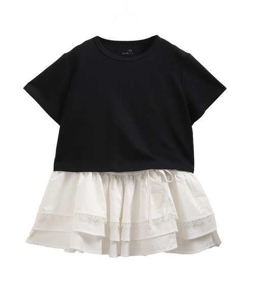 Fit more（フィットモア） tシャツ 裾ドッキング刺繍Tシャツ 