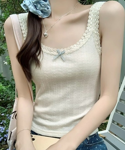 gossip!ロサンゼルス キャミソール 「Y2Kガーリー」レースフリルリボン