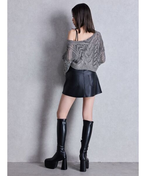 GYDAレザースカート GYDA スカート ハイウエストフェイクレザースカートライク