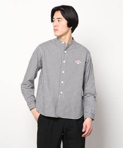 DANTON リネン長袖シャツ サイズ40 DANTON - ダントン 長袖シャツ バンドカラー リネン ネイビー 40