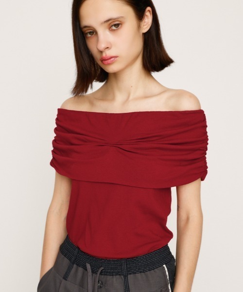 SLY tシャツ STRETCH CUT OFF SHOULDER TOPS ストレッチ カット