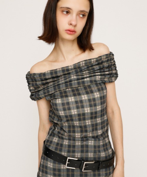 tシャツ STRETCH CUT OFF SHOULDER TOPS ストレッチ カット オフショルダー トップス 夏服 秋服 レディース SLY tシャツ STRETCH CUT OFF SHOULDER TOPS ストレッチ カット
