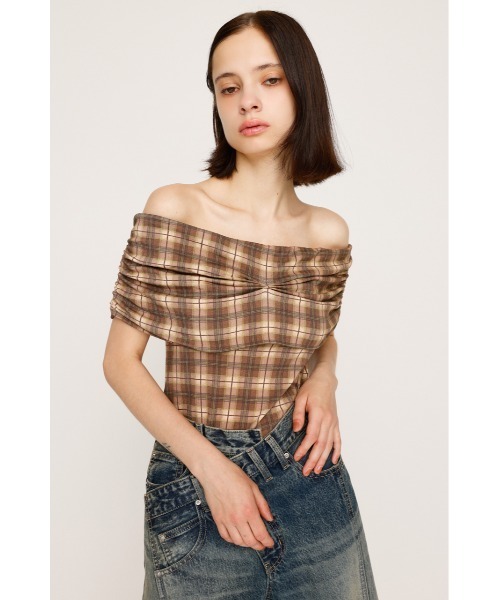 tシャツ STRETCH CUT OFF SHOULDER TOPS ストレッチ カット オフショルダー トップス 夏服 秋服 レディース SLY tシャツ STRETCH CUT OFF SHOULDER TOPS ストレッチ カット