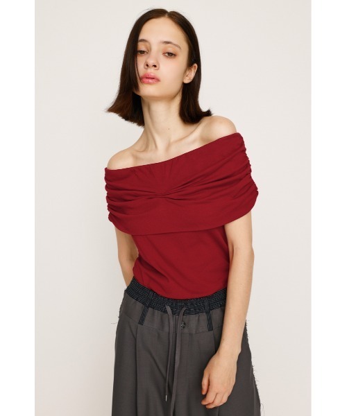 tシャツ STRETCH CUT OFF SHOULDER TOPS ストレッチ カット オフショルダー トップス 夏服 秋服 レディース SLY tシャツ STRETCH CUT OFF SHOULDER TOPS ストレッチ カット