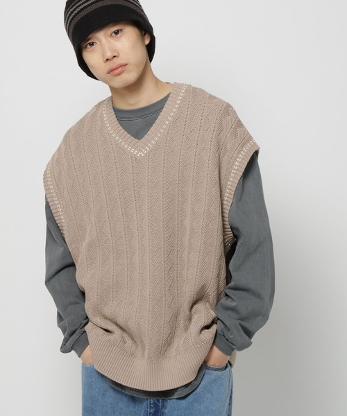 Nikoページ niko and… 「niko and」 ニットベスト LARGE ネイビー メンズ