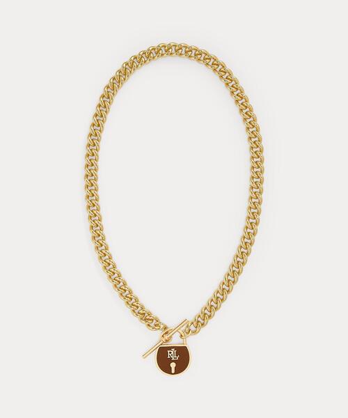 ラルフローレン ネックレス プレート ゴールド ペンダント Ralph Lauren - ラルフローレン ネックレス 金色 ゴールド色