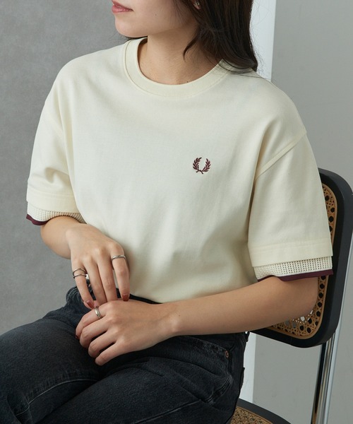 tシャツ 「FRED PERRY」MESH CUFF PIQUE T-SHIRT G2167 レディースの画像