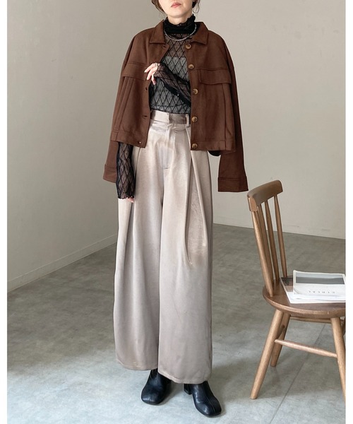 She's Closet コート アウター ショート丈長袖スエードシャツ